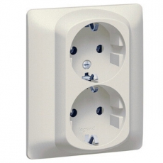 Galea Life Жемчуг Двойная розетка 2х2К+3 автом. клеммы с защ. шт. в сборе | 771533 | Legrand