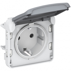 Plexo Серый Розетка с/з с крышкой винтовой зажим IP55 | 069571 | Legrand