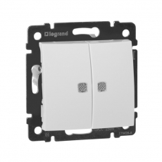 Valena Белый Выключатель 2-х клавишный с подсветкой | 774428 | Legrand