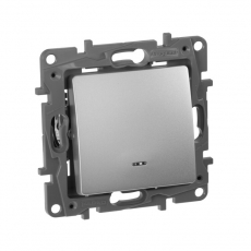 Etika Алюминий Выключатель 1-клавишный с подсветкой/индикацией, авт.клеммы, 10 AX, 250 В | 672403 | Legrand