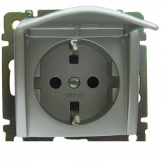 Valena Алюминий Розетка 1-ая с/з с крышкой | 770122 | Legrand
