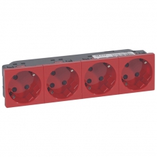 Розетка Mosaic 4Х2К+З нем.ст. с отверстиями под 45 град. с блокировкой | 077283 | Legrand