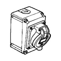 Накладная розетка Hypra в готовом корпусе с одним отверстием под сальник - IP 44 - 2К+З - 63 А - пластик | 053722 | Legrand