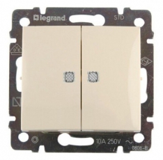 VALENA Выключатель двухклавишный на 2 направления c подсветкой в рамку слоновая кость