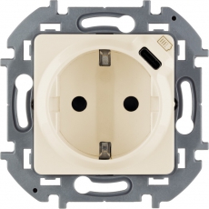 Inspiria слоновая кость Розетка 1-местная с/з С/У со встроенным зарядным устройством USB C 1.5А без рамки | 673771 | Legrand