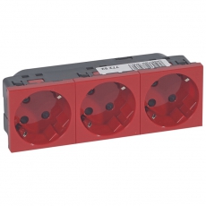 Розетка Mosaic 3Х2К+З нем.ст. с отверстиями под 45 град. с блокировкой | 077282 | Legrand