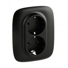 Valena ALLURE DIY Антрацит Розетка 2-ая с/з с защитными шторками, безвинт.зажим | 753936 | Legrand