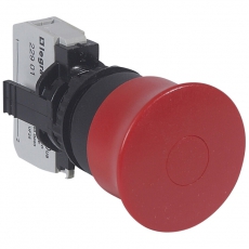Кнопка с грибовидным толкателем d40, Osmoz, в сборе, кнопка ''Тяни-толкай'', аварийное отключение - НЗ - красный | 023721 | Legrand