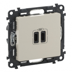 Valena LIFE Сл. кость Зарядное устройство с 2-мя USB-разьемами тип С-тип С 240В/5В 3000мА С лицевой панелью | 753207 | Legrand