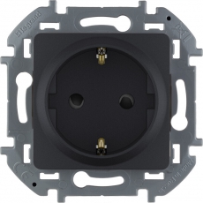 Inspiria антрацит Розетка 1-местная с/з С/У со шторками 16А без рамки | 673733 | Legrand