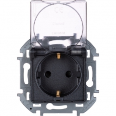 Inspiria антрацит Розетка 1-местная с крышкой с/з С/У со шторками 16А IP44 без рамки| 673743 | Legrand