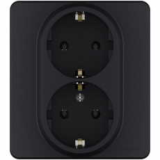 Inspiria антрацит Розетка 2-местная с/з С/У 16А с рамкой | 673753 | Legrand