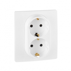 Etika Белый Двойная розетка с/з, винт. клем. | 672223 | Legrand
