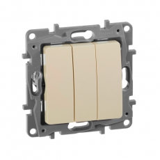 Etika Сл.кость Выключатель 3-клавишный, 10А, авт. клем. | 672313 | Legrand