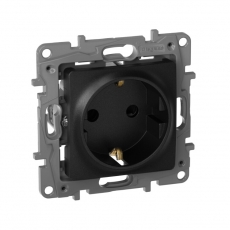 Etika Антрацит Розетка с/з со шторками, винт. клеммы, 16А, 250 В | 672622 | Legrand