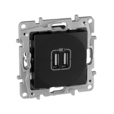 Etika Антрацит Розетка USB 2-ая 240В/5В 2400мА | 672694 | Legrand