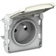 Plexo Белый Розетка 2К+З с защитой блокировкой с безвинт. зажим франц. стандарт 16A IP55 | 069621 | Legrand