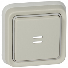 Plexo Белый Выключатель 1-клавишный с подсв. кнопочный (НО+НЗ- контакт) внутренний монтаж (в сборе) IP55 | 069861 | Legrand