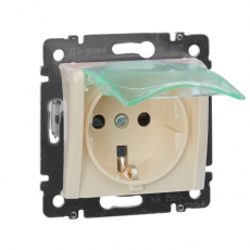 Valena Сл. кость Розетка 1-ая с/з с крышкой и защитными шторками IP44 (к простой рамке) | 774120 | Legrand