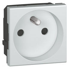 Розетка правая - Программа Mosaic - 2К+З - 2 модуля - алюминий | 079271 | Legrand