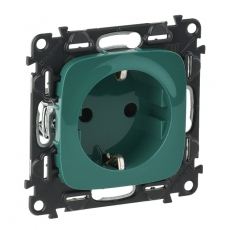 Valena ALLURE Зеленый Розетка с/з, со шторками, безвин зажим | 754982 | Legrand