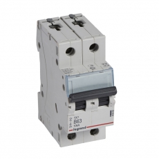 Выключатель автоматический двухполюсный TX3 6000 63А B 10кА | 403880 | Legrand