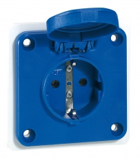Встраиваемая розетка бытового назначения - P17 Tempra Pro - немецкий стандарт - со шторками - синий | 057676 | Legrand