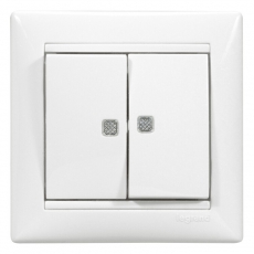 Valena Белый Выключатель 2-х клавишный с индикацией на каждую клавишу | 774213 | Legrand