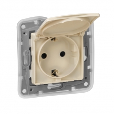 Etika Сл.кость Розетка с/з IP 44 с крышкой и шторками, авт.клеммы,16А | 672332 | Legrand