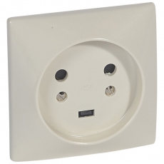 Розетка встраиваемая 2К+З - 20 А - 80x80 мм - на захватах - слоновая кость | 055432 | Legrand