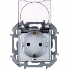 Inspiria алюминий Розетка 1-местная с крышкой с/з С/У со шторками 16А IP44 без рамки | 673742 | Legrand