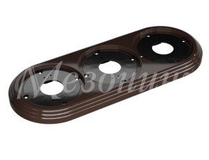 Рамка трехместная пластиковая, 234x92x14 мм, цвет - коричневый, серия УСАДЬБА, ТМ МЕЗОНИНЪ