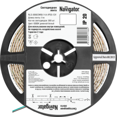 Лента светодиодная NLS-5050СW60-14,4-IP20-12V R5 14,4Вт 12В 6000К IP20 5м | 71768 | Navigator