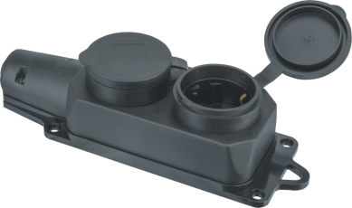 Колодка 61 371 NCA-BLR2-02-16A-E-IP44-BL 2гн с/з каучук черная |61371 |Navigator