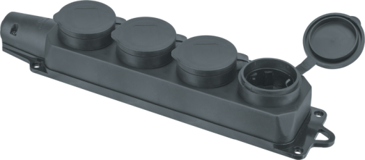 Колодка 61 373 NCA-BLR2-04-16A-E-IP44-BL 4гн с/з каучук черная |61373 |Navigator