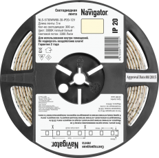 Лента светодиодная NLS-5730WW60-30-IP20-12V R5 30Вт 12В 3000К IP20 5м | 71699 | Navigator