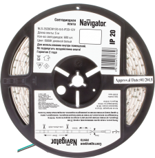 Лента светодиодная NLS-3528СW120-9,6-IP20-12V R5 9,6Вт 12В 6000К IP20 5м | 71764 | Navigator