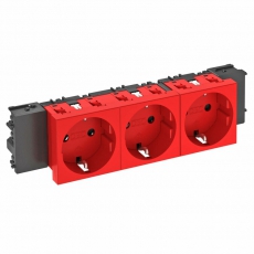 Розетка тройная 0° Modul45connect с з/к, 250 В, 16A (красный) (STD-D0C SRO3) | 6120388 | OBO Bettermann