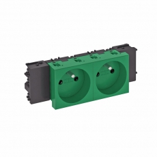 Розетка двойная 0° Modul45connect франц. стандарт, 250 В, 16A (зеленый) (STD-F0C MZGN2) | 6120556 | OBO Bettermann