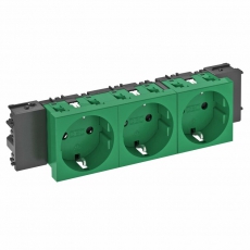Розетка тройная 0° Modul45connect с з/к, 250 В, 16A (зеленый) (STD-D0C MZGN3) | 6120386 | OBO Bettermann