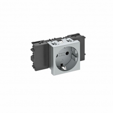 Розетка одинарная 0° Modul45connect с з/к, 250 В, 16A (серебристый) (STD-D0C AL1) | 6120352 | OBO Bettermann