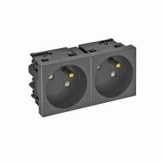Розетка двойная 33° Modul45connect, франц. стандарт, 250 В, 16A (черный) (STD-F3C SWGR2) | 6120680 | OBO Bettermann