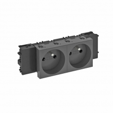 Розетка двойная 0° Modul45connect франц. стандарт, 250 В, 16A (черный) (STD-F0C SWGR2) | 6120560 | OBO Bettermann