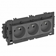 Розетка тройная 0° Modul45connect франц. стандарт, 250 В, 16A (черный) (STD-F0C8 SWGR3) | 6120650 | OBO Bettermann
