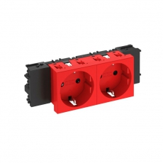 Розетка двойная 0° Modul45connect с з/к, 250 В, 16A (красный) (STD-D0C SRO2) | 6120368 | OBO Bettermann