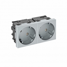 Розетка двойная 33° Modul45connect, 250 В, 16A (серебристый) (STD-D3C AL2) | 6120492 | OBO Bettermann