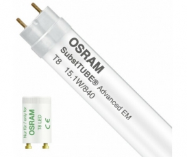 Лампа светодиодная трубчатая Т8 LED Substitube Advanced UO Gen 8 15, 1W, G13, для ЭмПРА ST8AU-1.2m-15.1W-865-EM | 4058075136335 | Osram