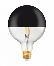 Лампа светодиодная LED, прозрачная с зеркальным элементом, Vintage 1906 LED CL GLOBE125 MIRROR BLACK 52 non-dim 7W/827 E27 | 4058075091931 | Osram
