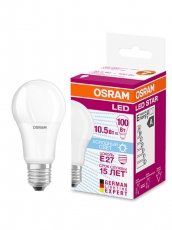 Лампа светодиодная LED 10Вт Е27 230В 6500К LS CLA 100 FR груша 240 град | 4052899971585 | Osram