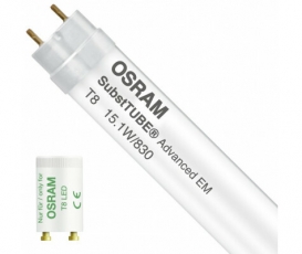 Лампа светодиодная трубчатая Т8 LED Substitube Advanced UO Gen 8 15, 1W, G13, для ЭмПРА ST8AU-1.2m-15.1W-830-EM | 4058075136298 | Osram